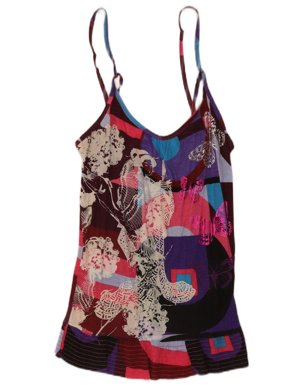 Desigual Dame Grafisk Cami Top UK 12 Medium Multicolored Butterfly