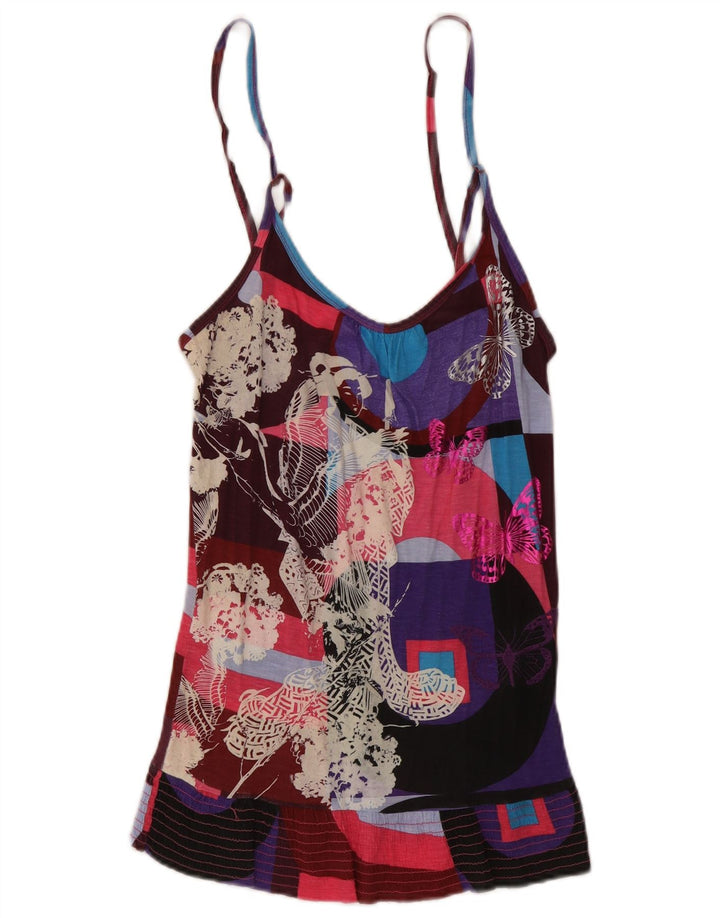 Desigual Dame Grafisk Cami Top UK 12 Medium Multicolored Butterfly
