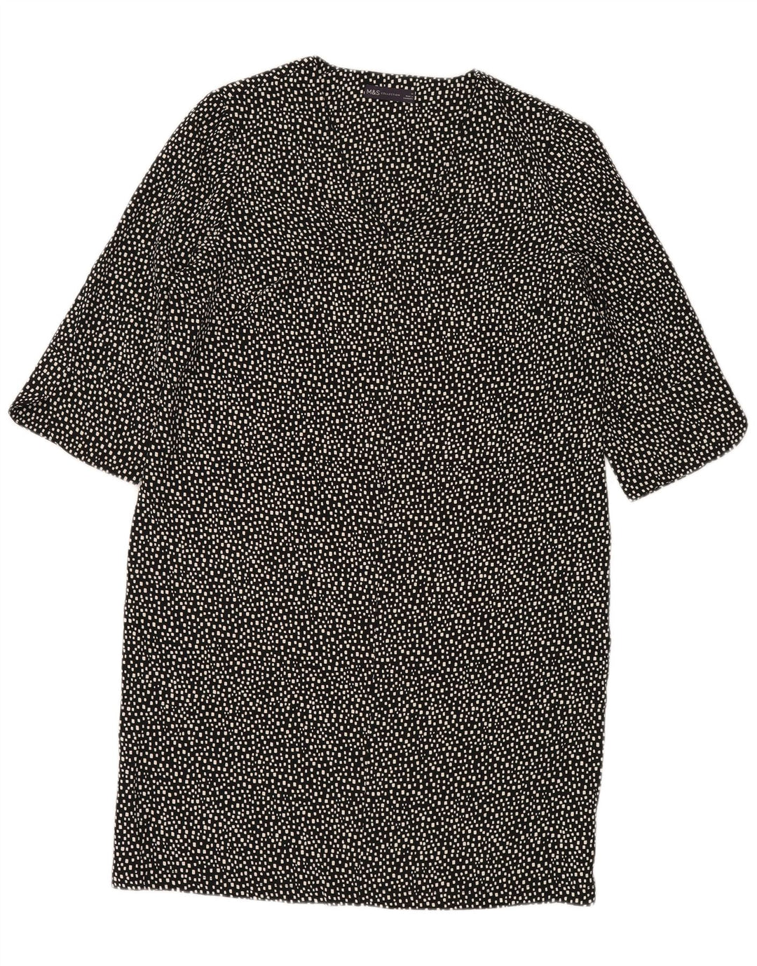 MARKS & SPENCER Skiftskjole til kvinder UK 14 Stor sort geometrisk polyester