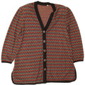 Vintage dame cardigan sweater IT 52 2XL flerfarvet Chevron bomuld