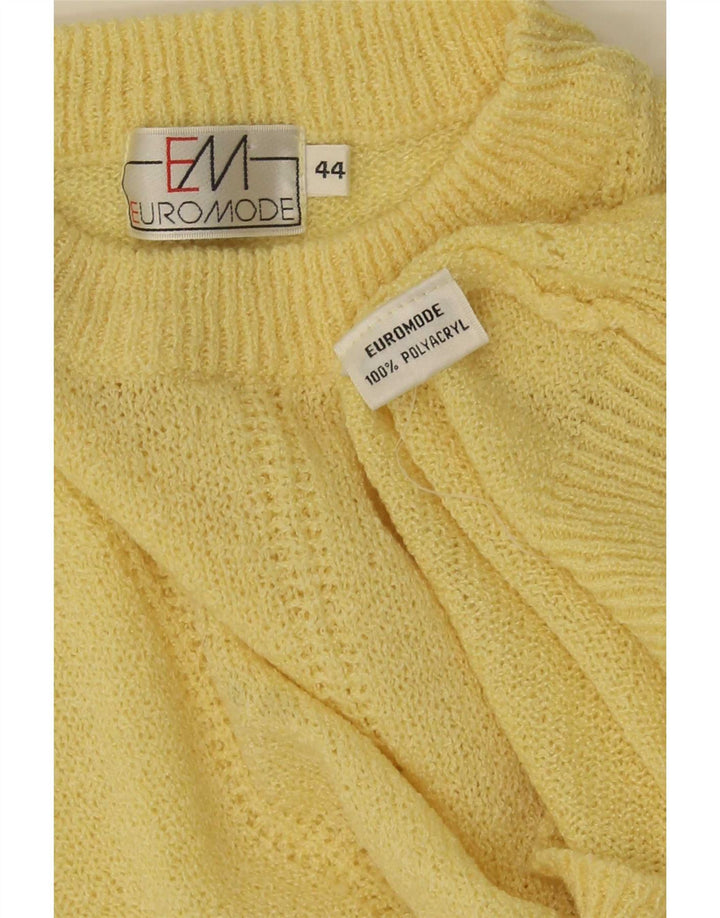 Euro Mode Dame Kortærmet Jumper Sweater IT 44 Medium Gul
