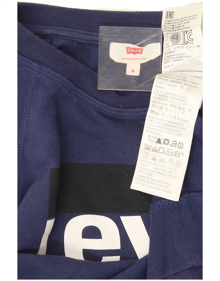 Levi's Grafisk Sweatshirt Jumper UK 14 Medium Marineblå Bomuld