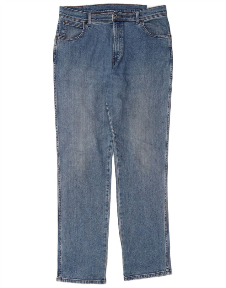 WRANGLER Straight jeans til mænd W36 L34 blå bomuld