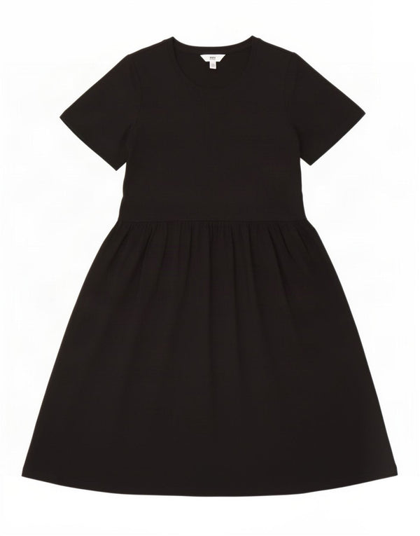 Marks & Spencer Womens A-Line Dress UK 12 Medium Black Cotton