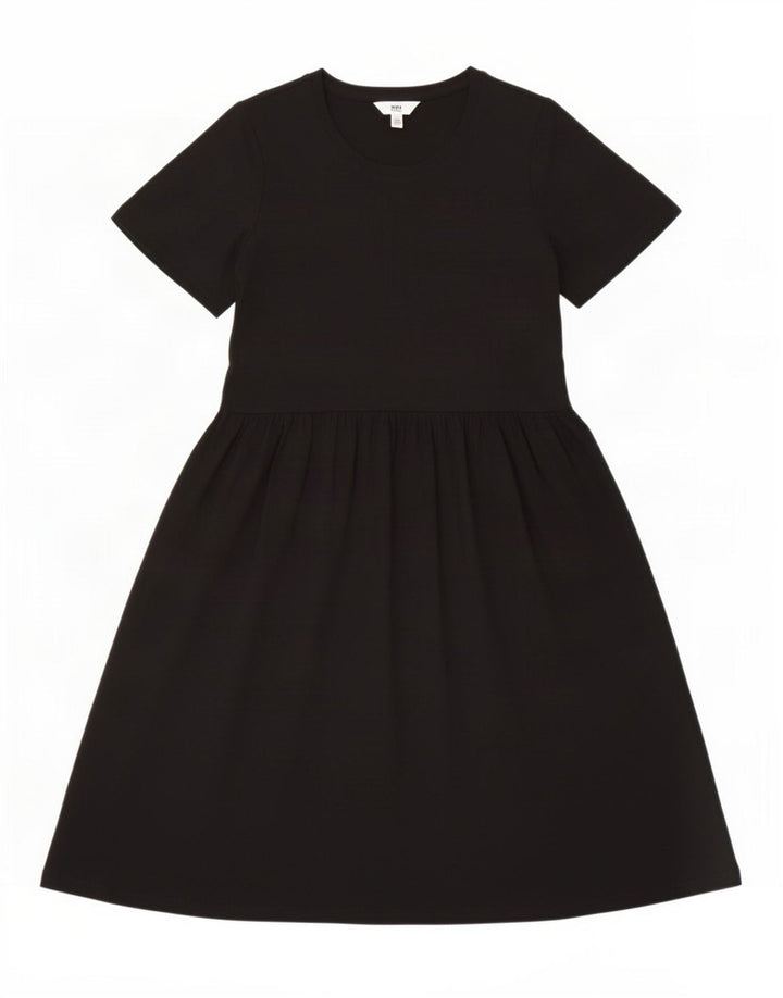 Marks & Spencer Kvinder A-Line Kjole UK 12 Medium Sort Bomuld