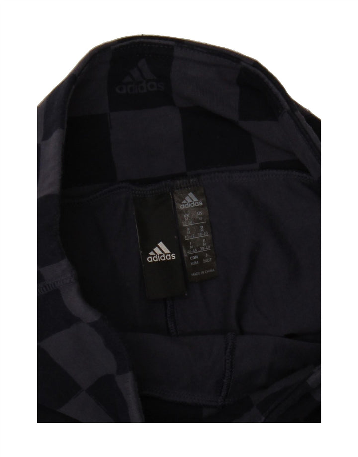 ADIDAS Womens Leggings UK 12/14 Medium  Navy Blue Check Cotton Vintage Adidas and Second-Hand Adidas from Messina Hembry 