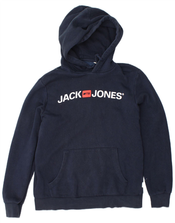 JACK & JONES Grafisk hættetrøje til mænd mellem marineblå bomuld