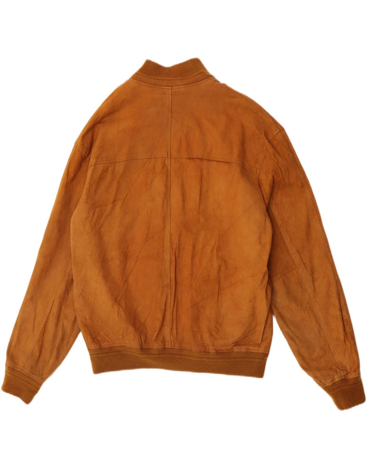 Green Leaves Herre Ruskind Bomber Jacket IT 54 2XL Beige Læder