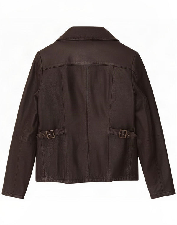 Superdry Womens Military Leather Jacket UK 6 XS Black