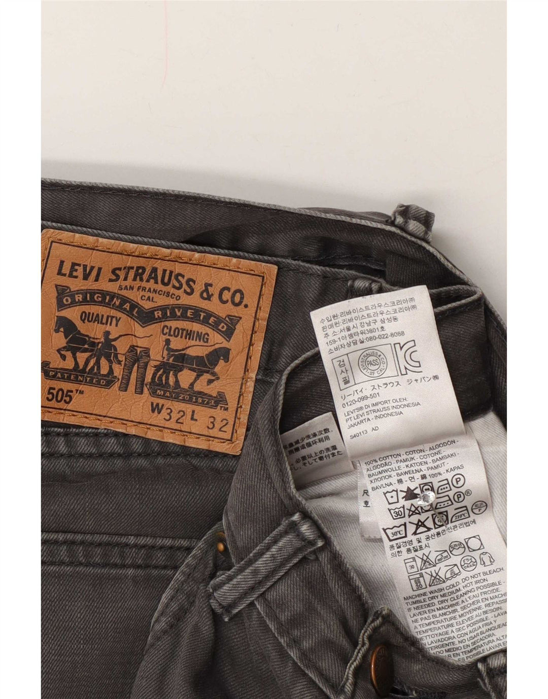 Levi's Herre 505 Straight Jeans W32 L32 Grå Bomuld