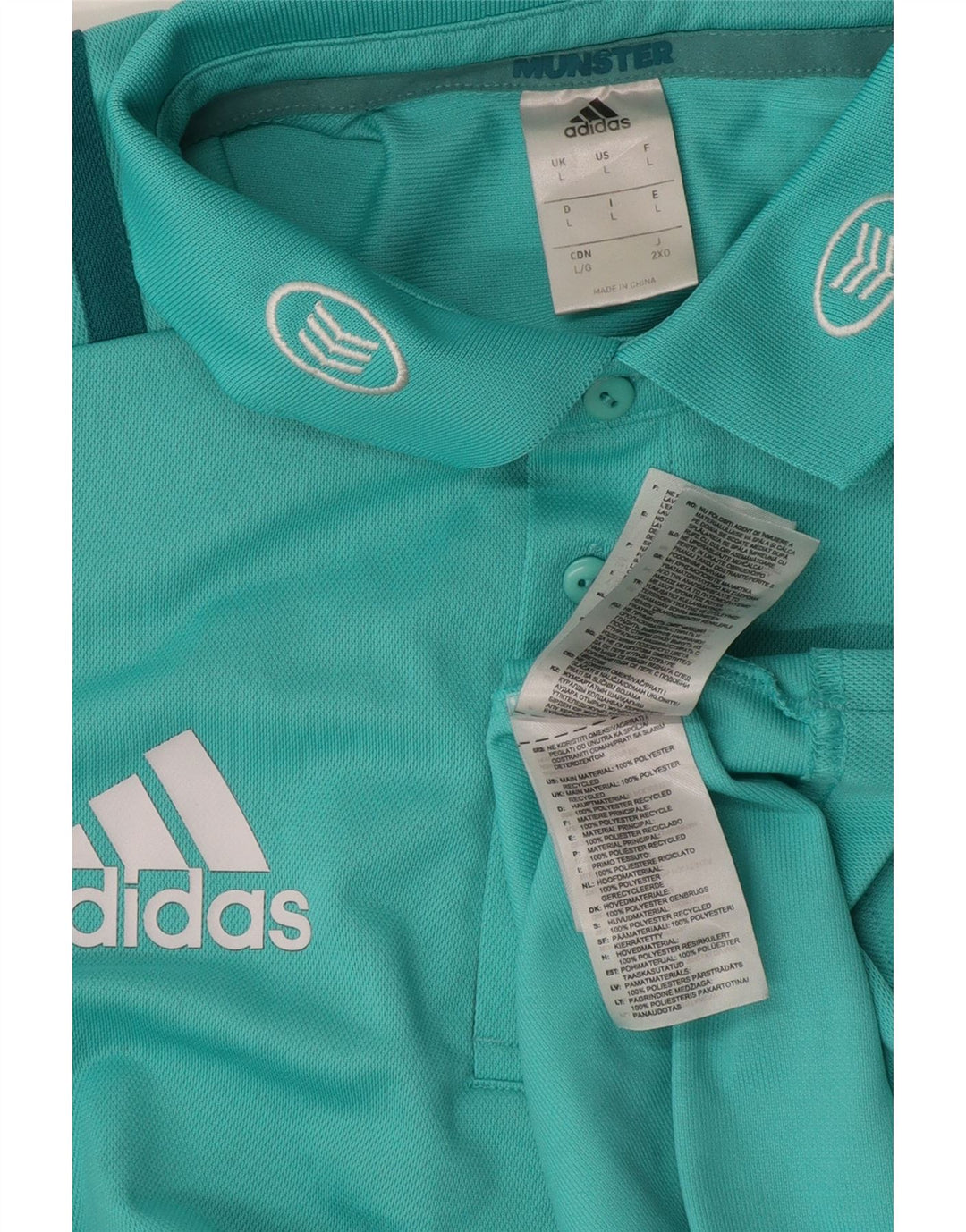 Adidas Herre Munster Rugby Grafisk Polo Shirt Stor Blå Polyester