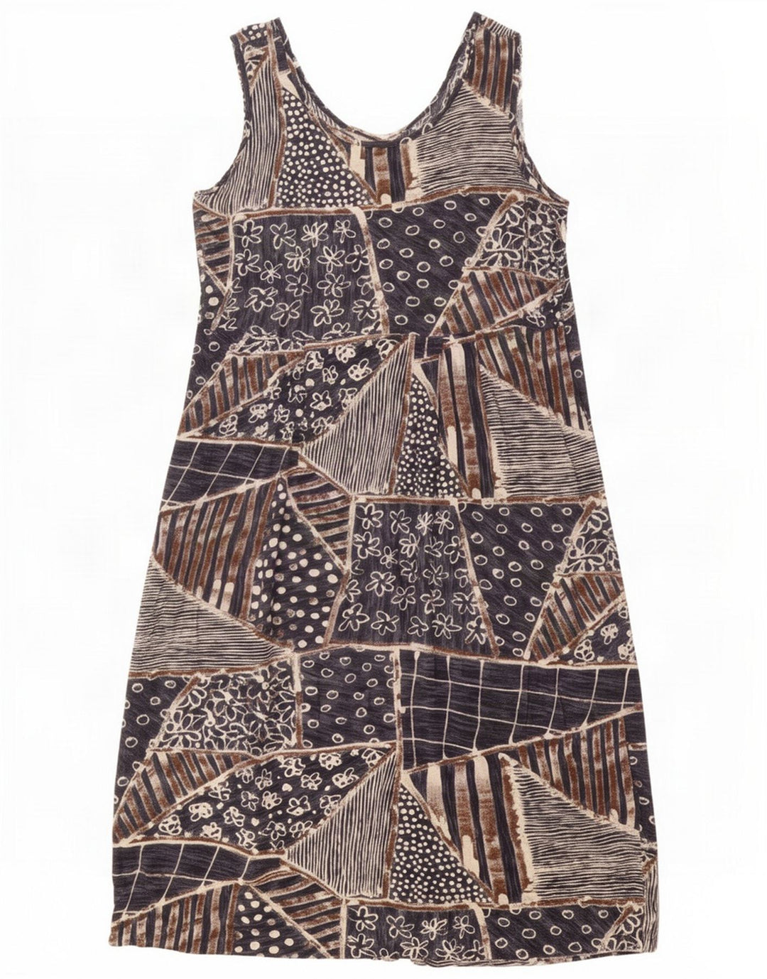 Jams World Womens Ærmeløs Shift Dress UK 16 Large Navy Blue Patchwork