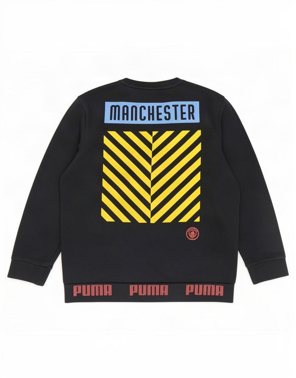Puma Herre Manchester City Grafisk Sweatshirt Jumper Medium Sort Bomuld