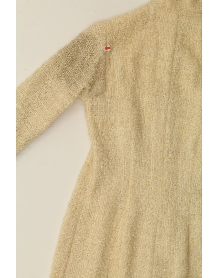 VINTAGE Womens Long Sleeve Maxi Dress UK 12 Medium Beige Vintage Vintage and Second-Hand Vintage from Messina Hembry 