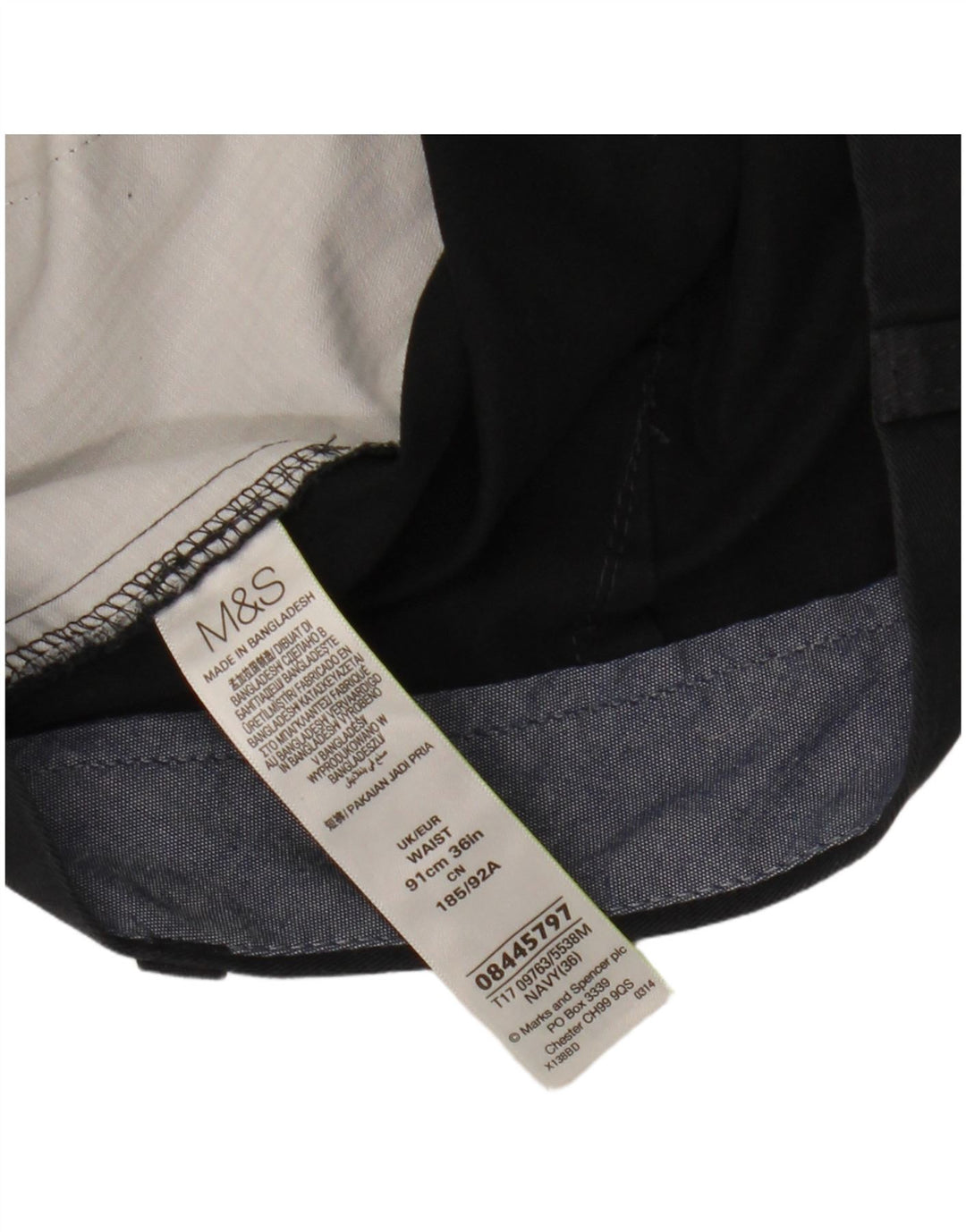 Marks & Spencer Herre Chino Shorts W36 Large Navy Blue Bomuld