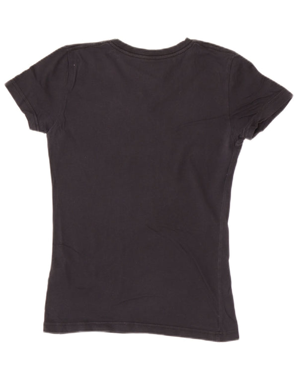 Nike Dame Slim Fit T-Shirt Top UK 10 Small Black Bomuld
