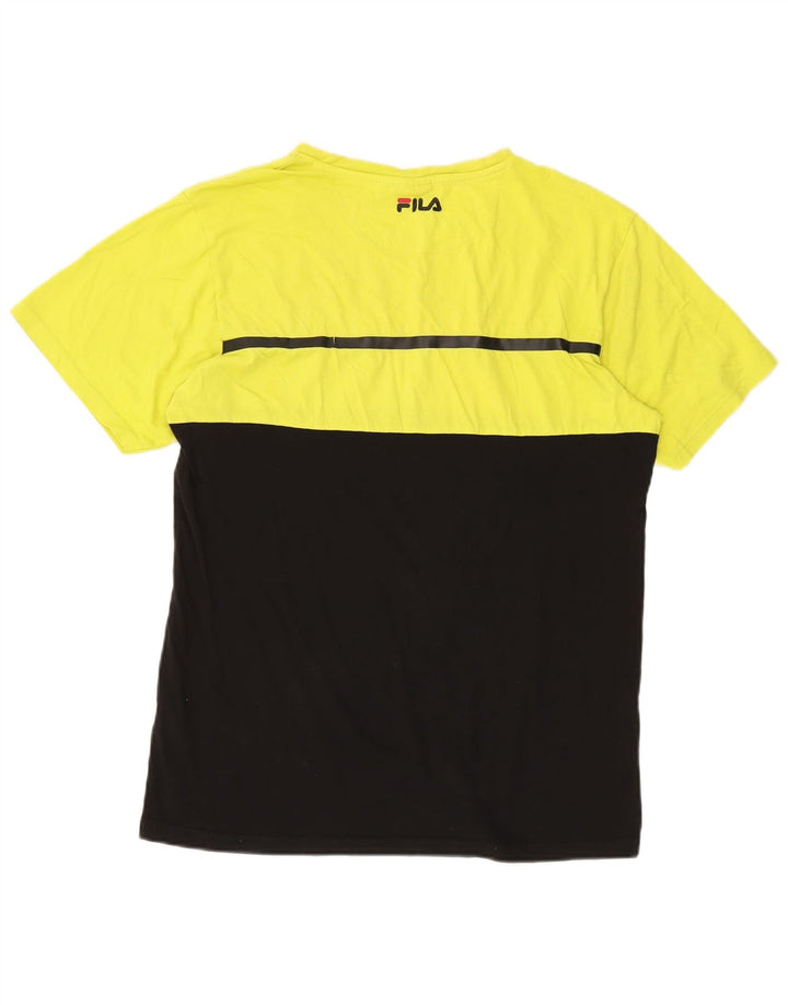 FILA Herre grafisk T-shirt Top XL Sort Colourblock Bomuld