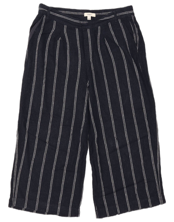 Marks & Spencer Dame Capri Bukser UK 14 Large W34 L23 Marineblå Stribet
