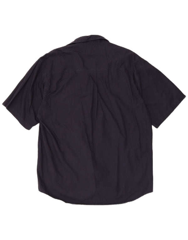 Lerros kortærmet herreskjorte XL marineblå bomuld