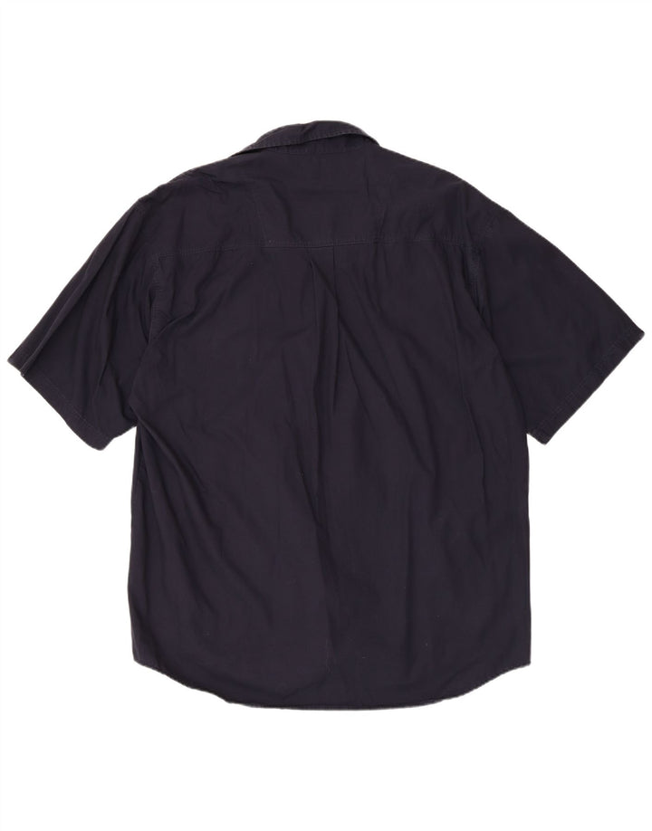 Lerros kortærmet herreskjorte XL marineblå bomuld