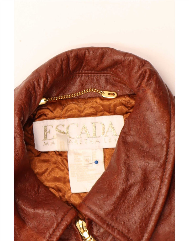 Escada Womens by Margaretha Ley Loose Fit Læderfrakke EU 40 Medium Brun