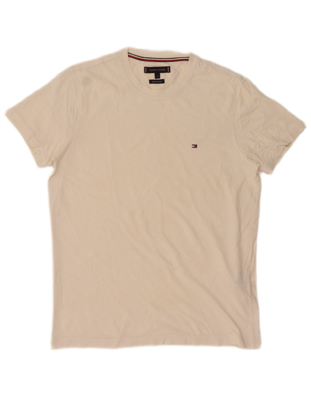 Tommy Hilfiger Herre T-Shirt Top Lille Hvid Bomuld