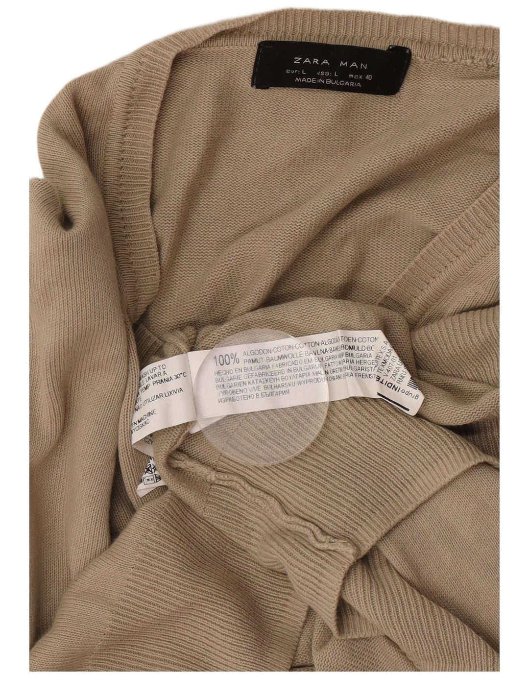 Zara Herre V-hals sweater Stor brun bomuld