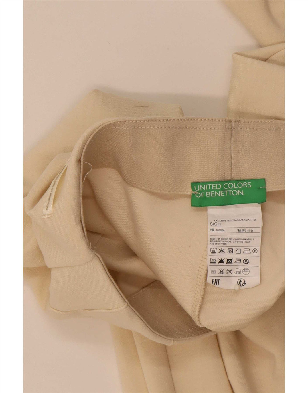 Benetton Womens Casual Bukser med brede ben Små W26 L30 Beige Polyester