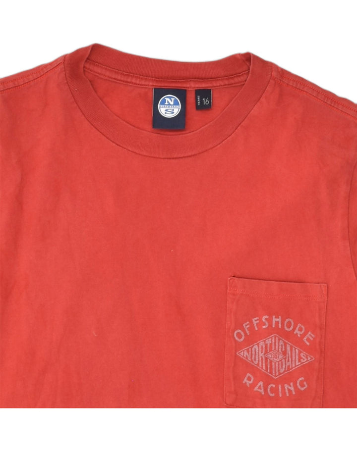 NORTH SAILS Boys Graphic T-Shirt Top 15-16 Years Red Cotton | Vintage North Sails | Thrift | Second-Hand North Sails | Used Clothing | Messina Hembry 