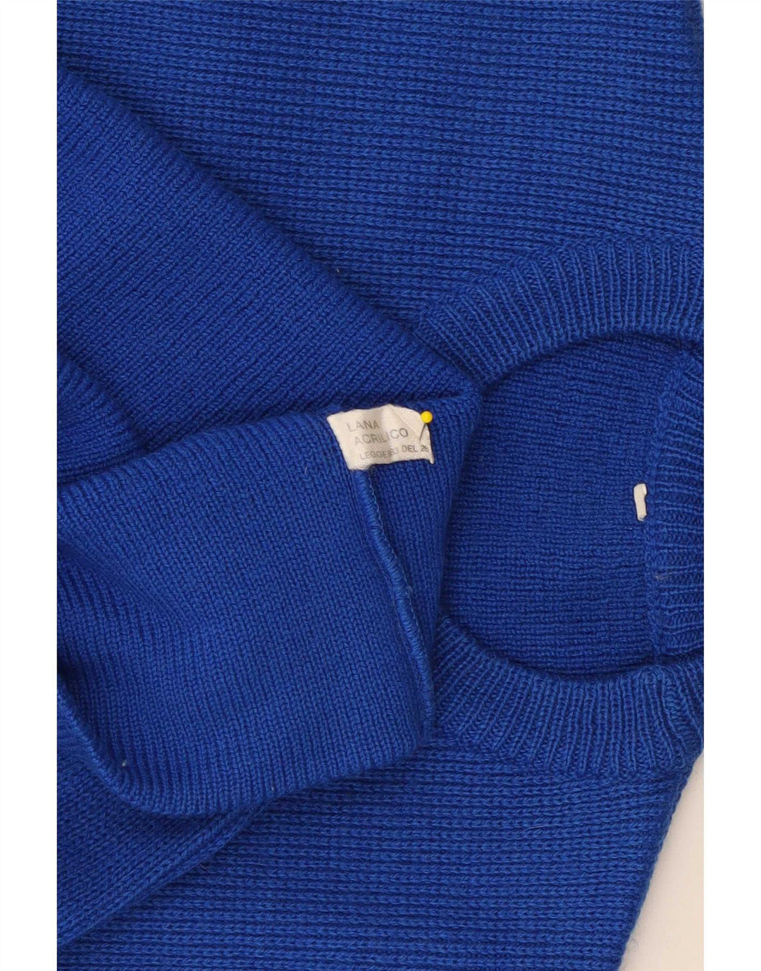 Vintage herre sweater med rund hals, lille blå stribet uld