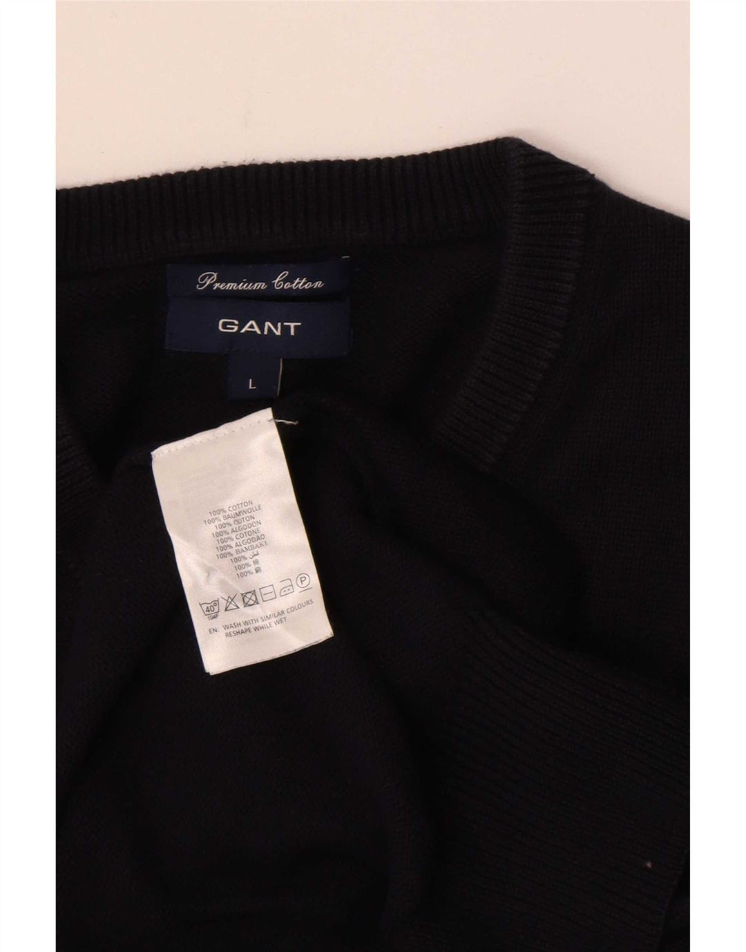Gant Herre Regular Fit V-hals sweater Stor marineblå bomuld