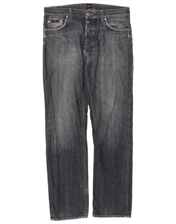 Hugo Boss Straight Jeans til mænd W35 L34 Blå Bomuld