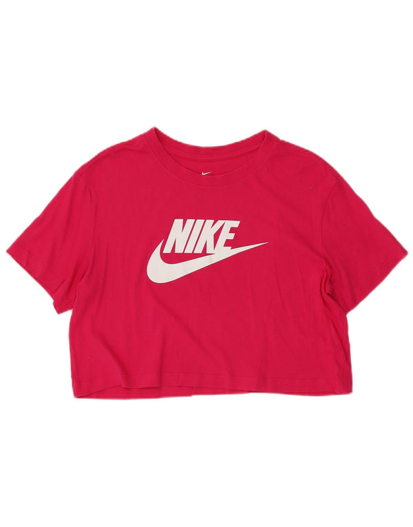 Nike Womens Crop Oversized grafisk T-shirt top UK 10 Small Pink