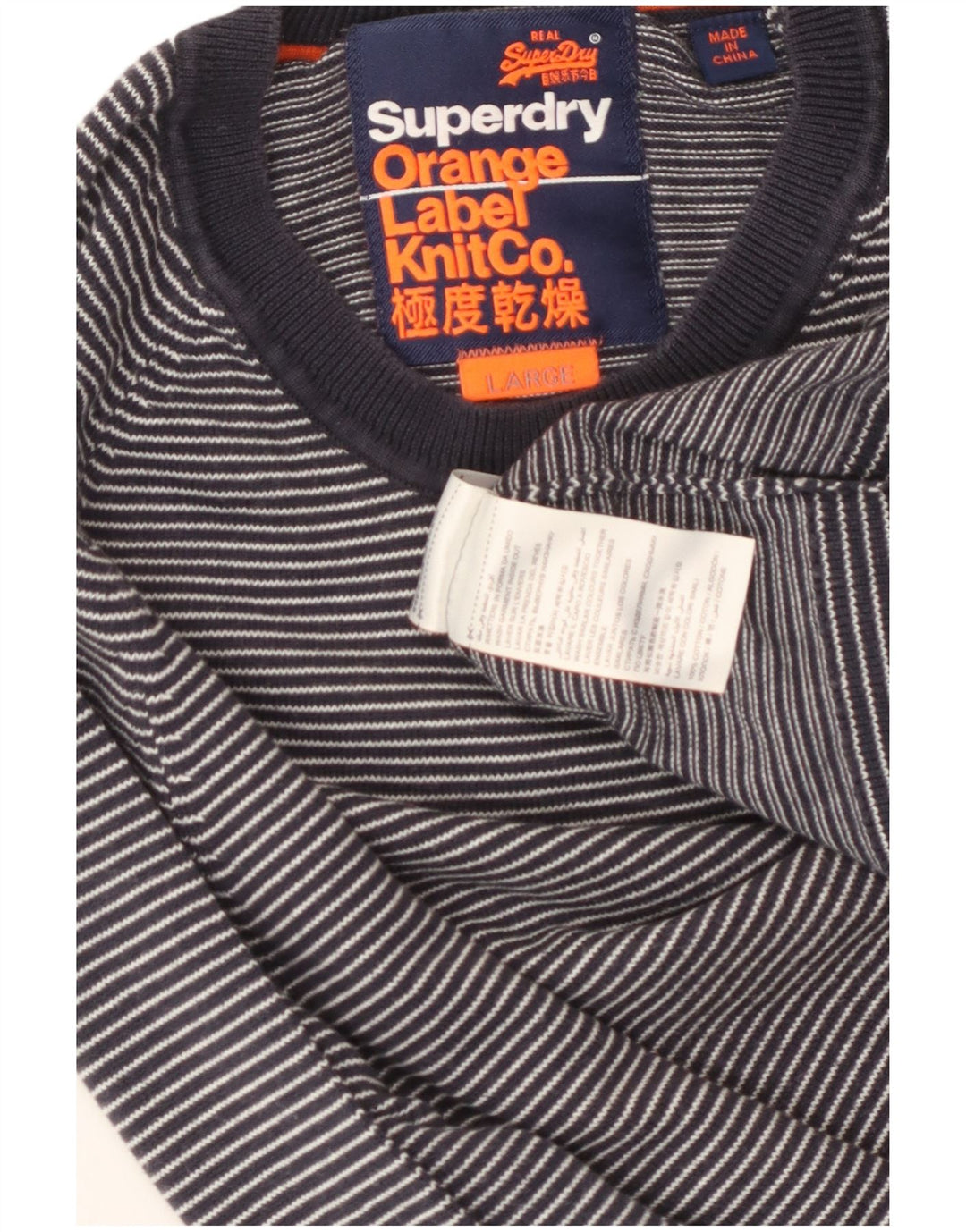 Superdry Sweater med rund hals til mænd Stor marineblå stribet bomuld