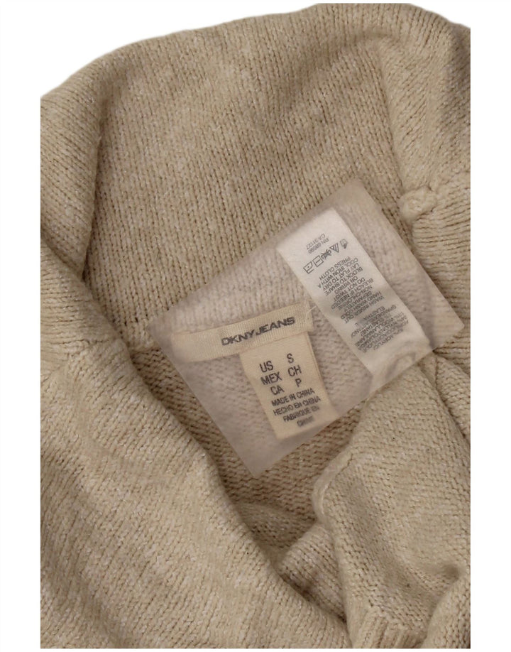 DKNY Dame Roll Neck Jumper Sweater UK 10 Small Beige Acryl