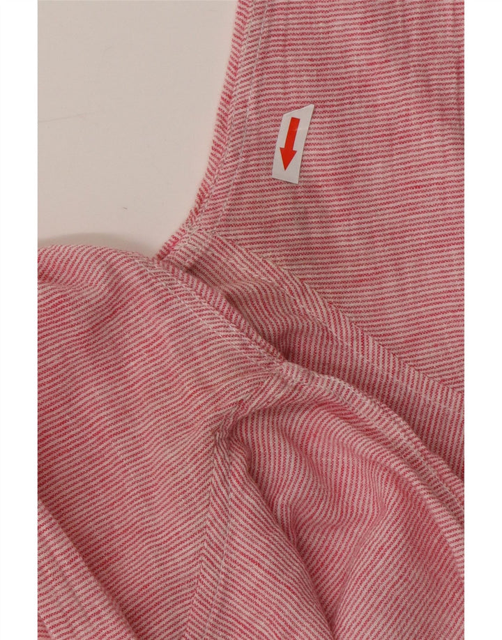 DACK'S Dame Pullover Shirt Bluse UK 16 Large Pink Pinstripe Linen
