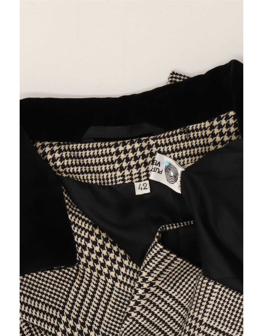 Vintage Dame Dobbeltradet Blazer Jacket IT 42 Medium Sort Houndstooth