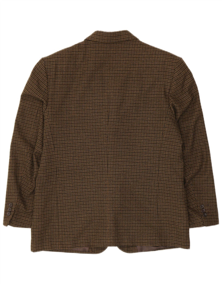 PETRELLI Herre Blazer Jacket IT 51 Stor Khaki Houndstooth Virgin Wool