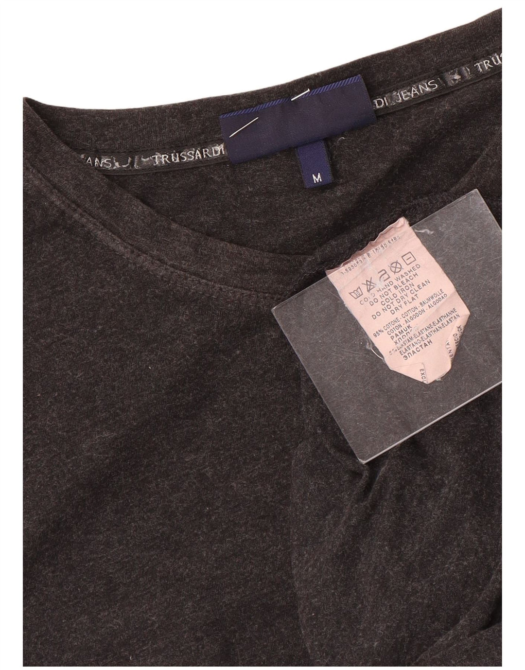 Trussardi Jeans Dame Top Langærmet UK 12 Medium Grå Bomuld