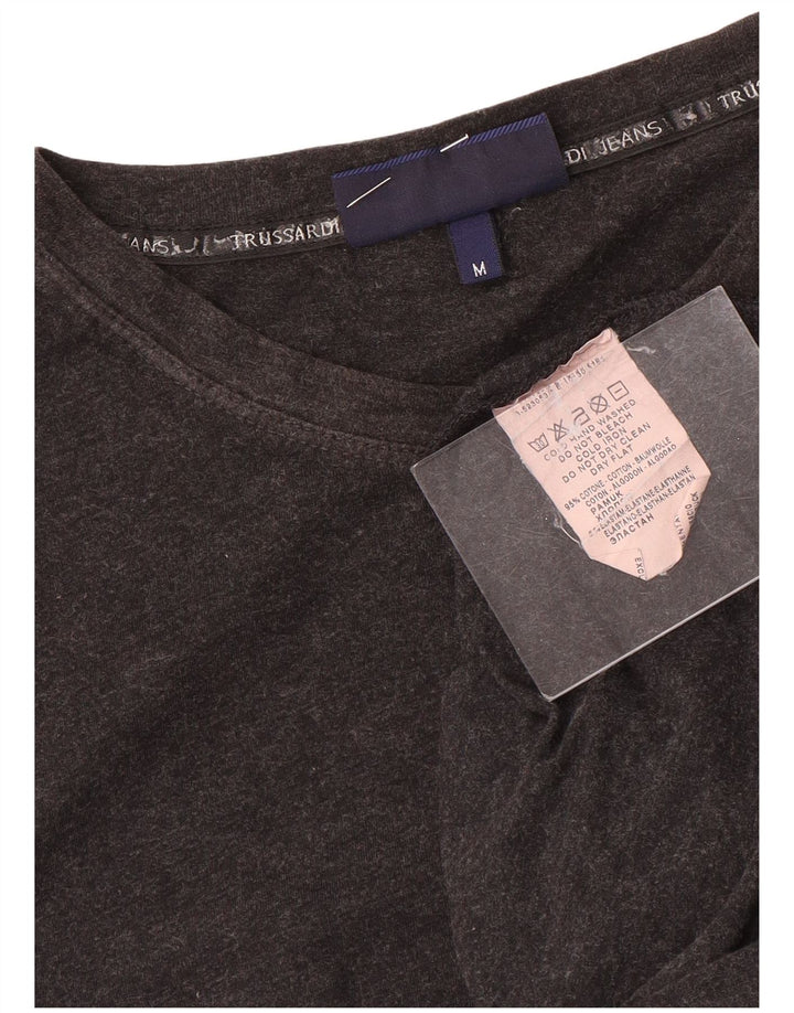 Trussardi Jeans Dame Top Langærmet UK 12 Medium Grå Bomuld