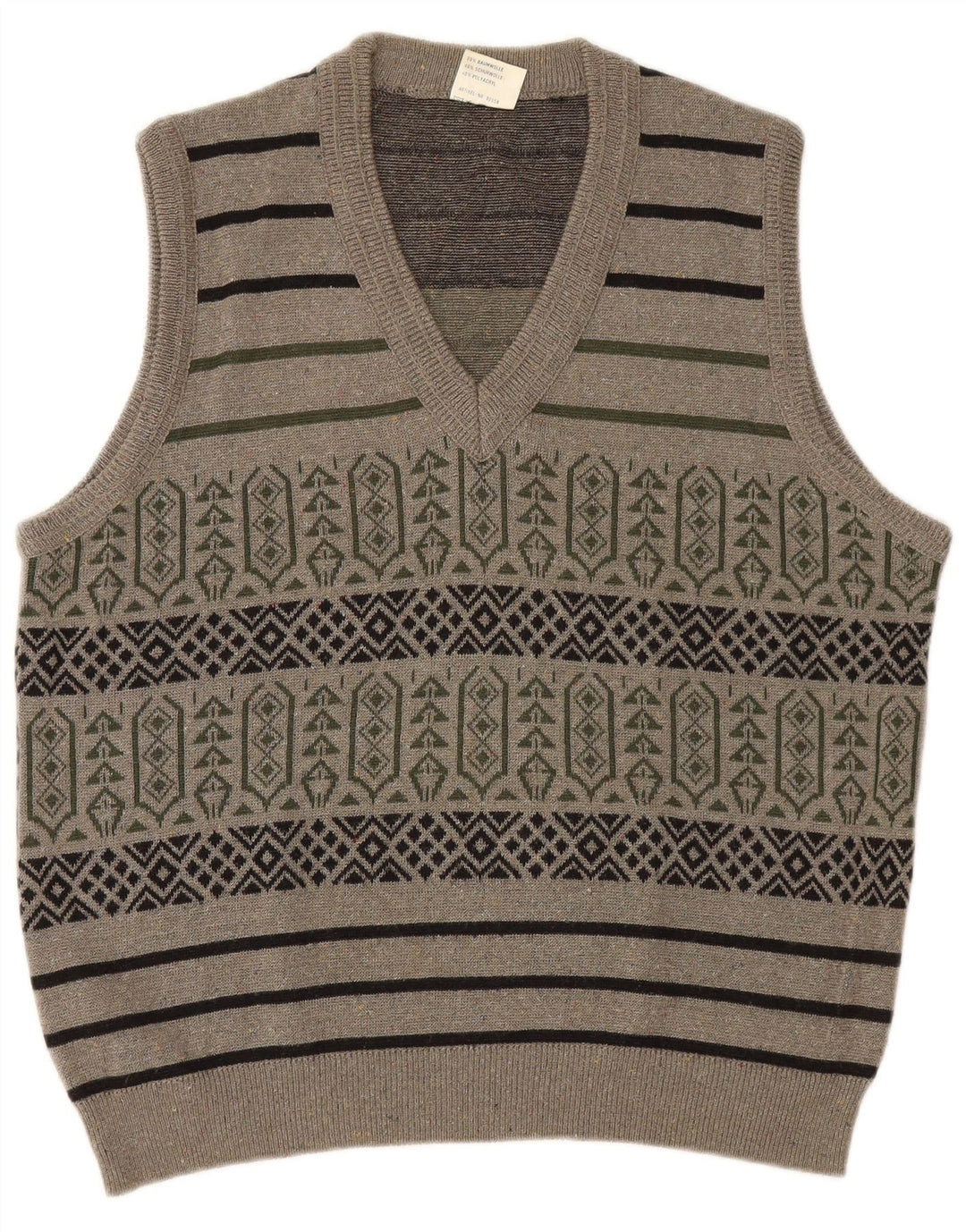 Vintage herrevest tanktop stor grå geometrisk bomuld