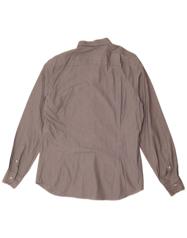 Massimo Dutti Herre Slim Fit skjorte XL Grå nålestribet bomuld