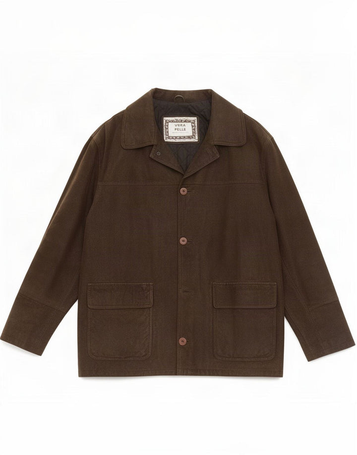 Vintage herre 3 knap læder blazerjakke IT 52 XL Brun