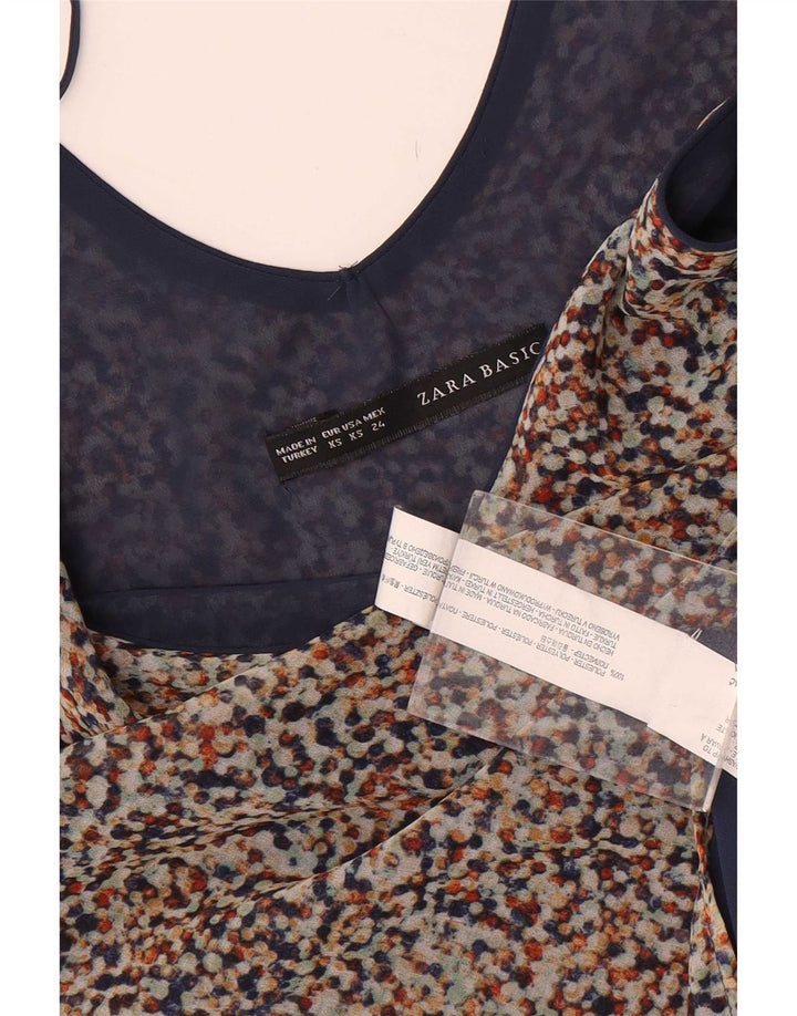 Zara Dame Cami Top UK 6 XS Flerfarvet plettet polyester