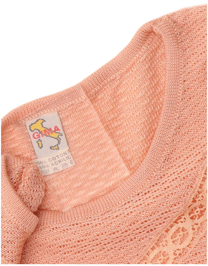 VINTAGE Dame Kortærmet Boat Neck Jumper Sweater UK 14 Medium Pink