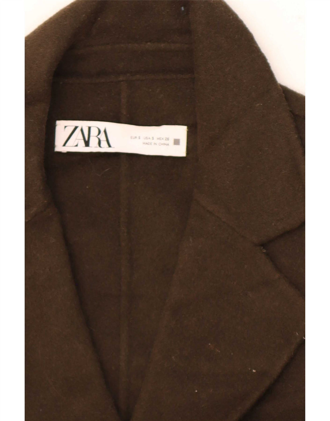 Zara Dame Oversized Double Breasted Blazer Jacket UK 10 Small Khaki Wool
