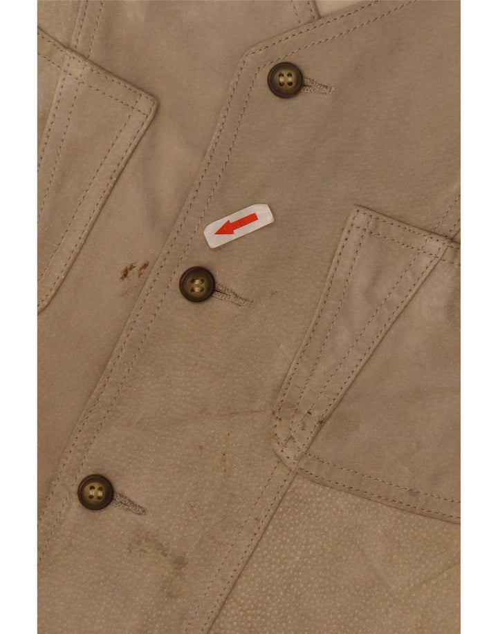 Vintage Herre ruskind Utility Gilet IT 48 Medium Beige Læder