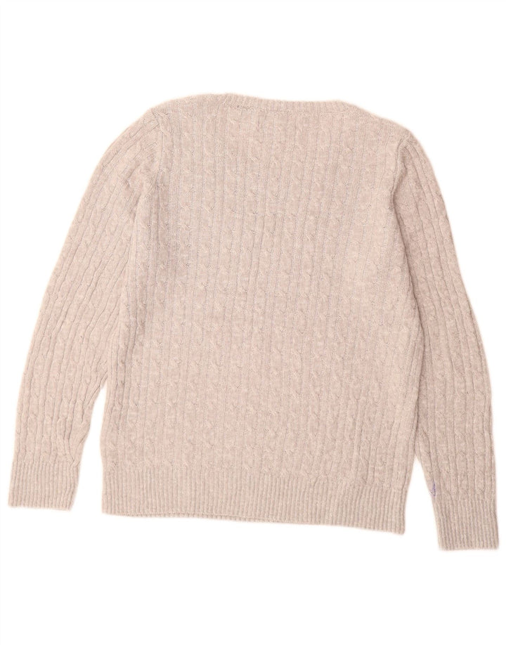 SUPERDRY Dame Boat Neck Jumper Sweater UK 14 Stor Grå Akryl