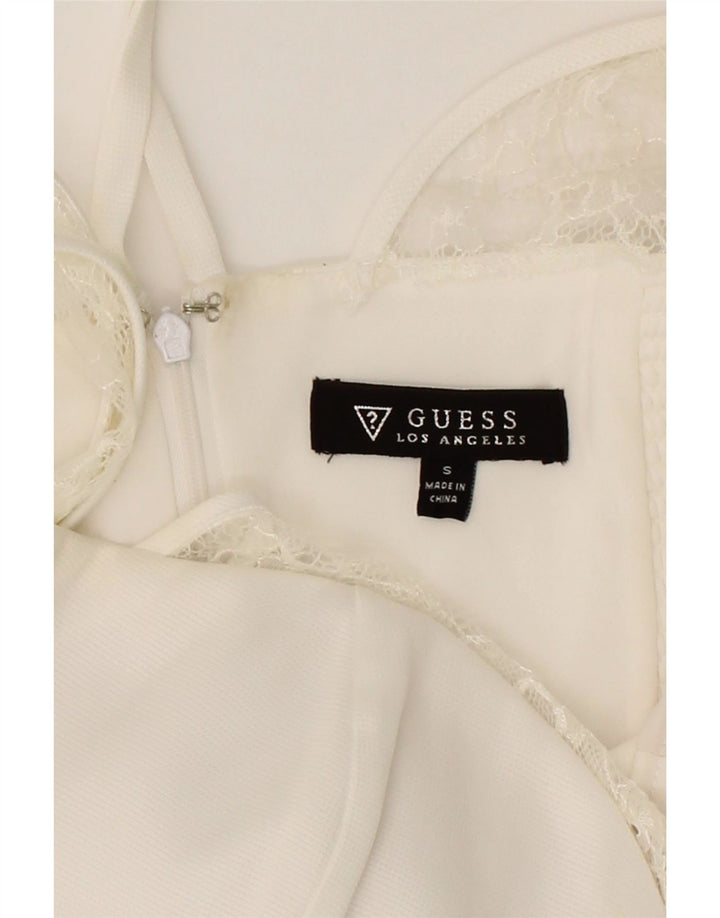 GUESS Womens Sleeveless A-Line Dress UK 10 Small White Polyester Vintage Guess and Second-Hand Guess from Messina Hembry 
