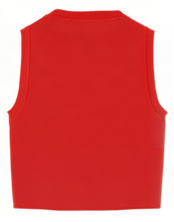 Zara Womens Crop Vest Top UK 12 Medium Red Viscose